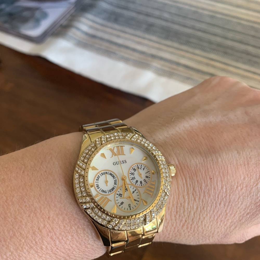 Guess Gold Women's Watch with Crystal Accents